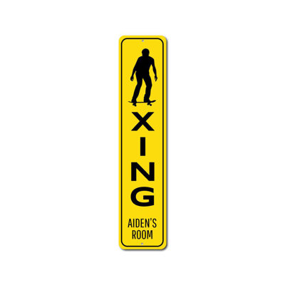 Skateboarder Crossing Custom Aluminum Sign