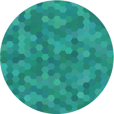 Tapis vert/jaune à motif de mer