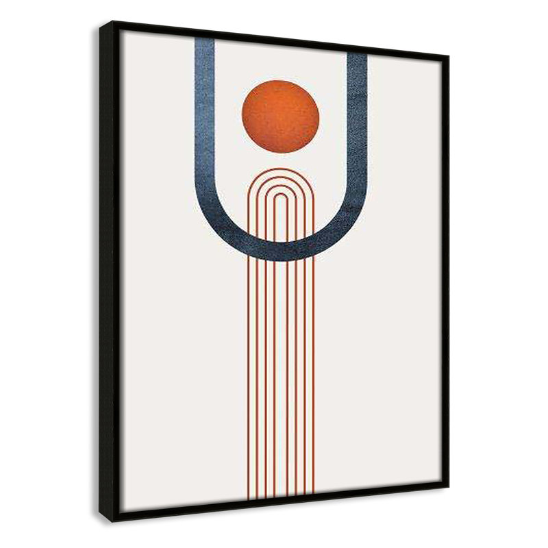 «Minimalist Mid Century Orange Navy III» par Urban Epiphany, reproduction sur toile flottante, Cadre espresso