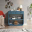 Console moderne courbée avec 3 tiroirs à fermeture en douceur et 2 tablettes ouvertes, base en bois massif, table de vestibule pour le vestibule du salon-714263077