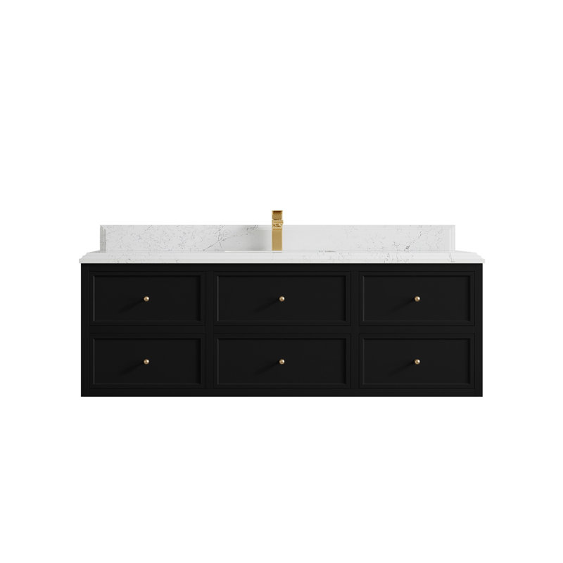 Roswell Floating 60'' Single Bathroom Vanity with Quartz Top, Empira