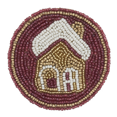 Sous-verres Holiday Beaded House (ensemble de 4) - Sous-verres décoratifs décoratifs pour table basse, table de salle à manger et réception