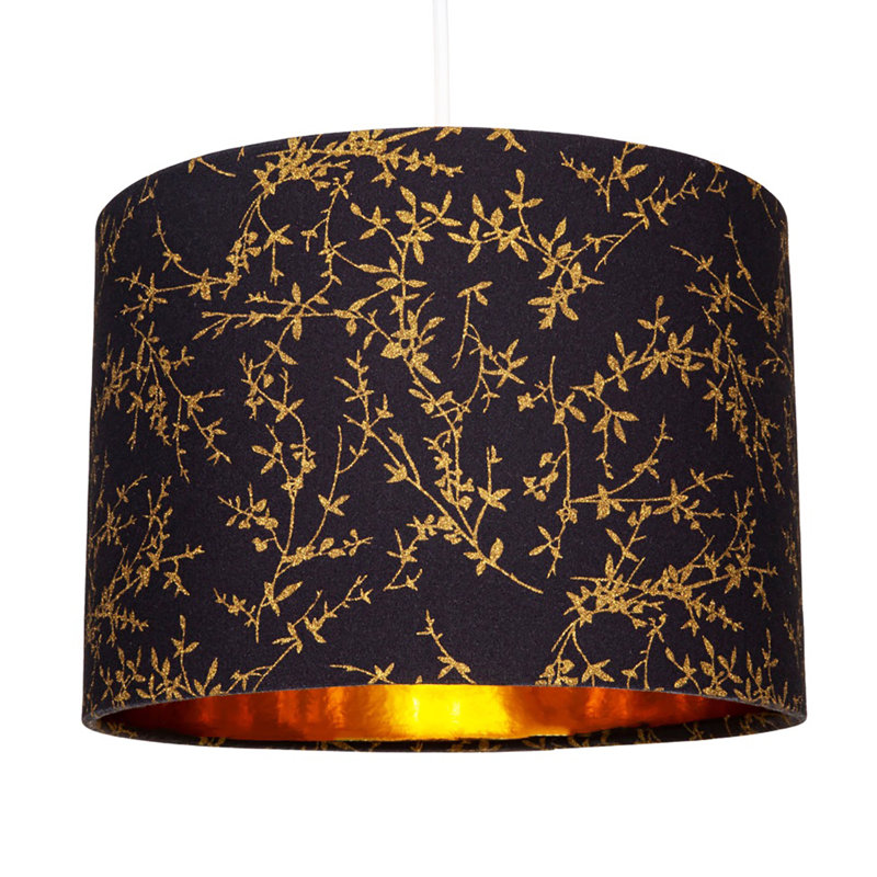20cm H Cotton Drum Lamp Shade ( Screw On ), Black