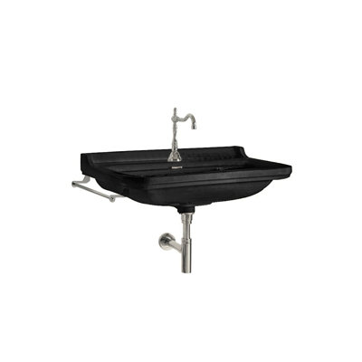 WS Bath Collections Waldorf 21.7'' Glossy Black Ceramic Rectangular Bathroom Sink with Overflow