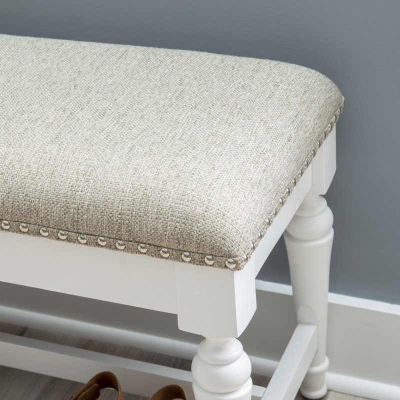 Polyester Upholstered Bench, White