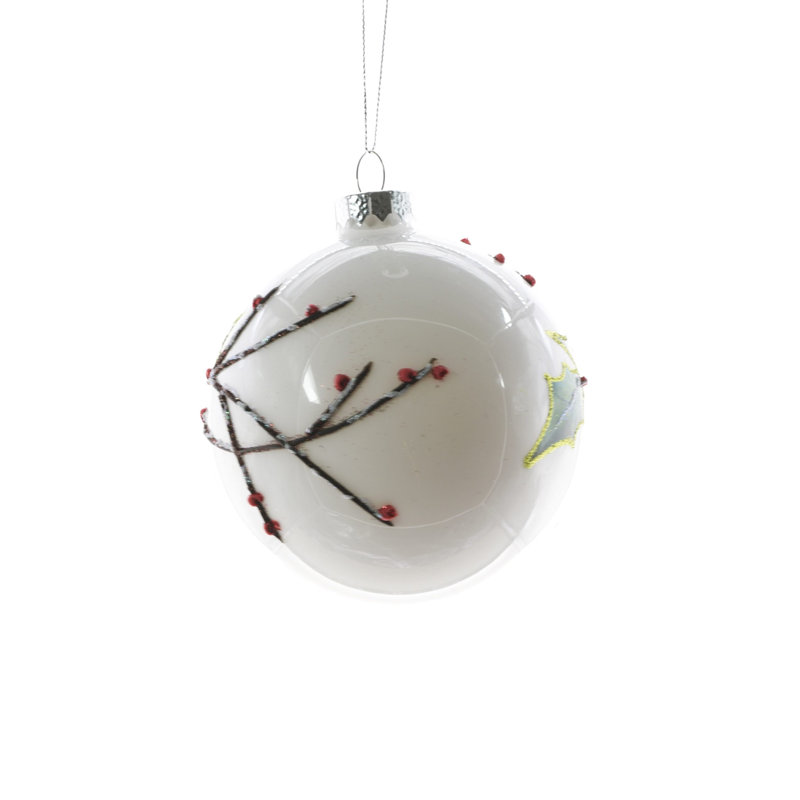 Ornement boule blanche suspendue (paquet de 2)