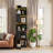 5-Tier L-Shaped Corner Bookshelf With LED Lighting & Baffle-1212803342