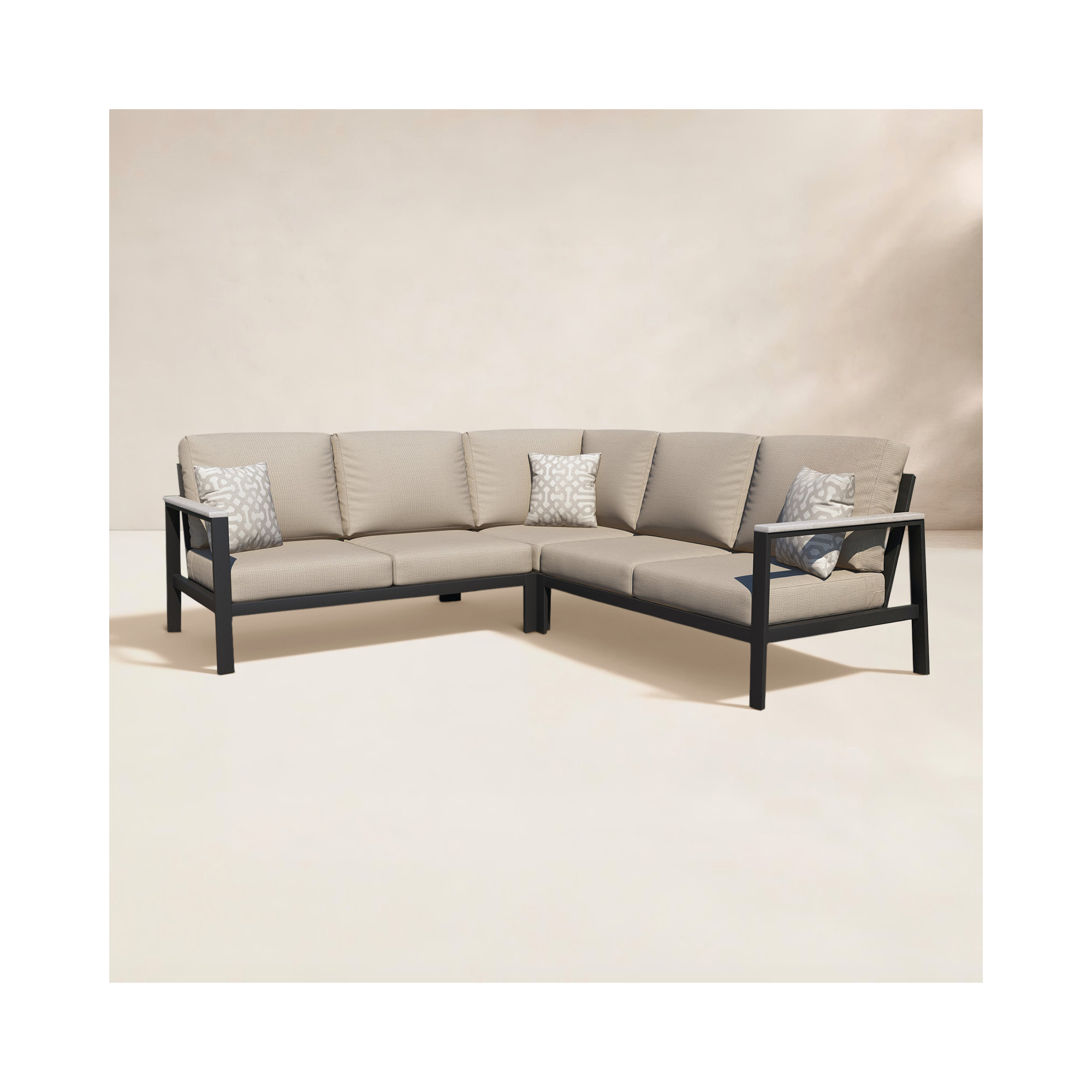 Townsend Outdoor 5 Person Sectional Seating Group With Sunbrella Cushions, Cast Silver Sunbrella®