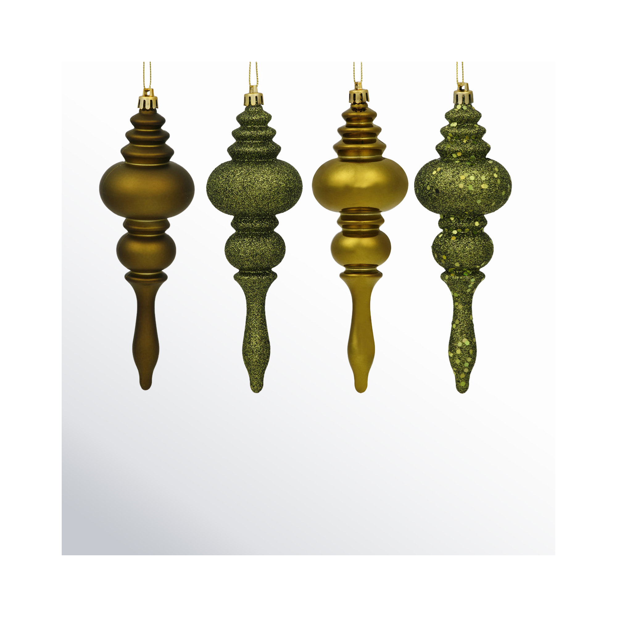 7" Finial Ornament 8/Pk, Olive Green
