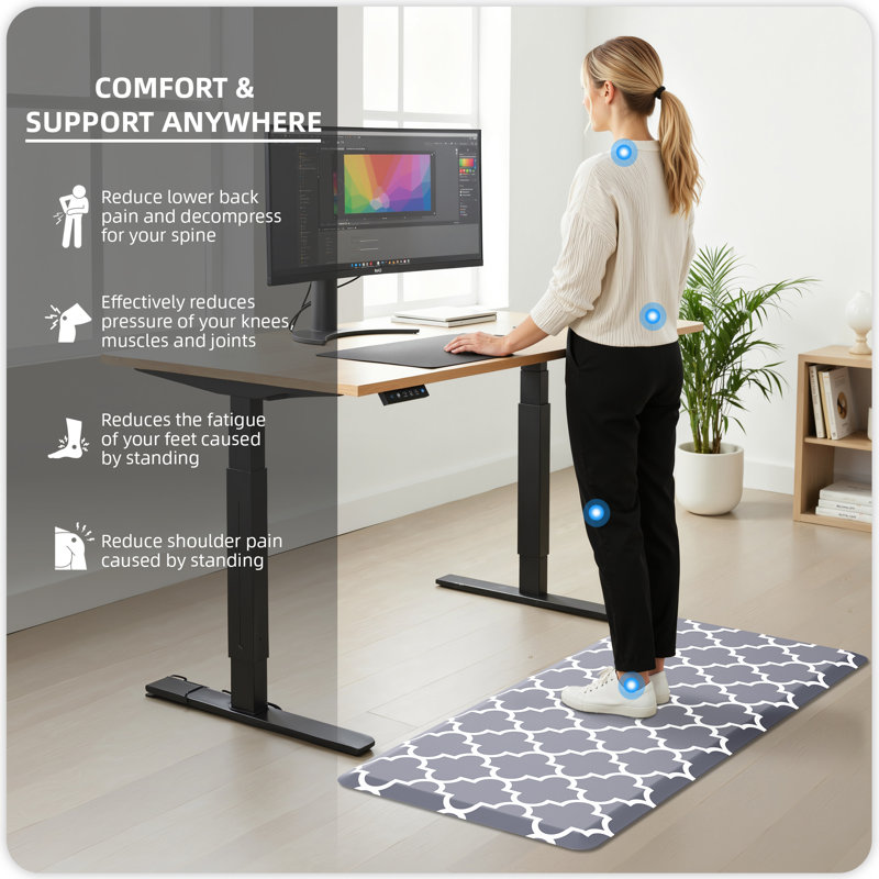 Tapis de cuisine anti-fatigue antidérapant, Gris, Tapis de couloir l 17 po x L 39 po