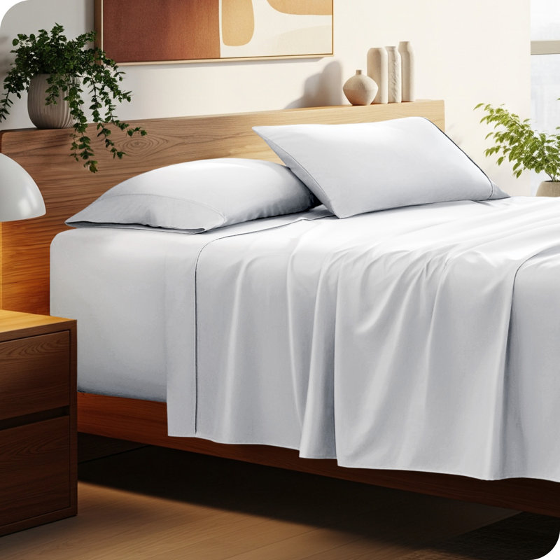 Ensemble de draps en microfibre 22 po, Ensemble de draps pour lit simple TG avec 1 taie d, Blanc
