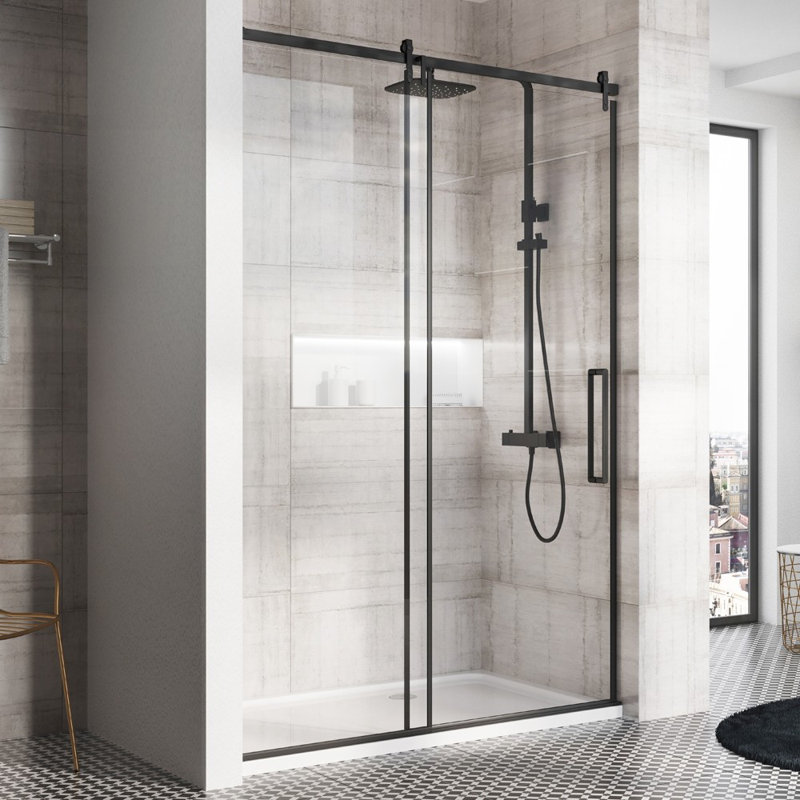 Single Added Semi-Frameless Shower Door with Clear Glass, 200cm H x 140cm W