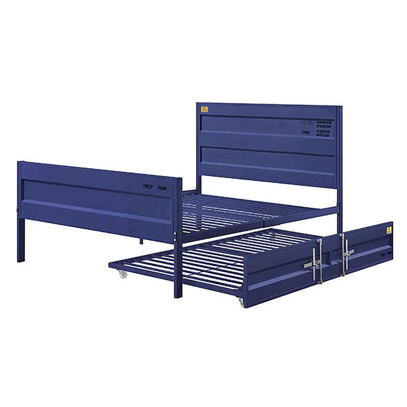 Chambre à coucher Lit en métal bleu avec une plateforme complète esthétique industrielle
