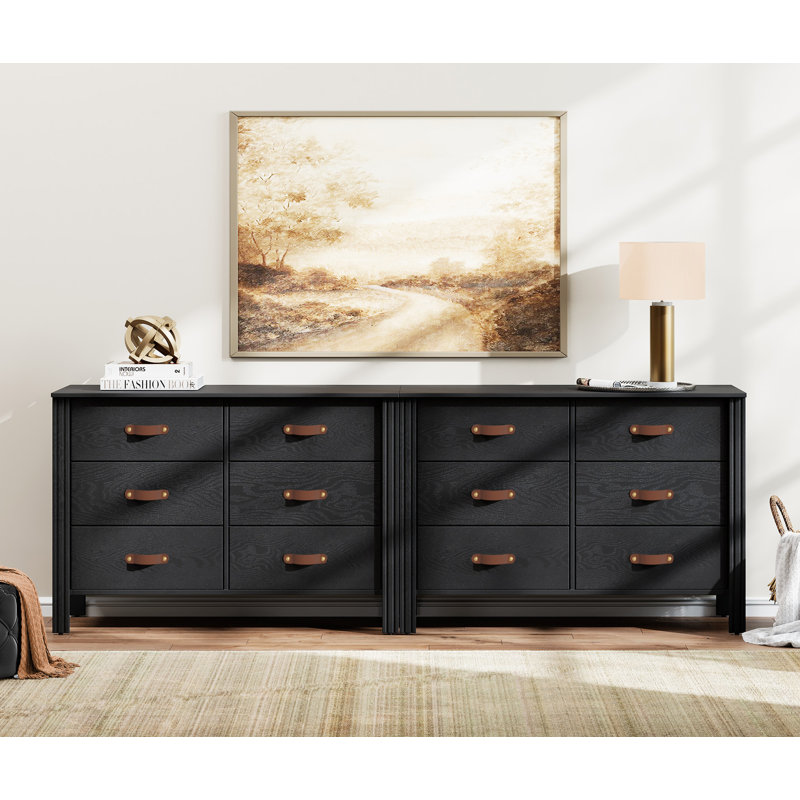 Anwar 76.3'' W 12 - Drawer Dresser, Black