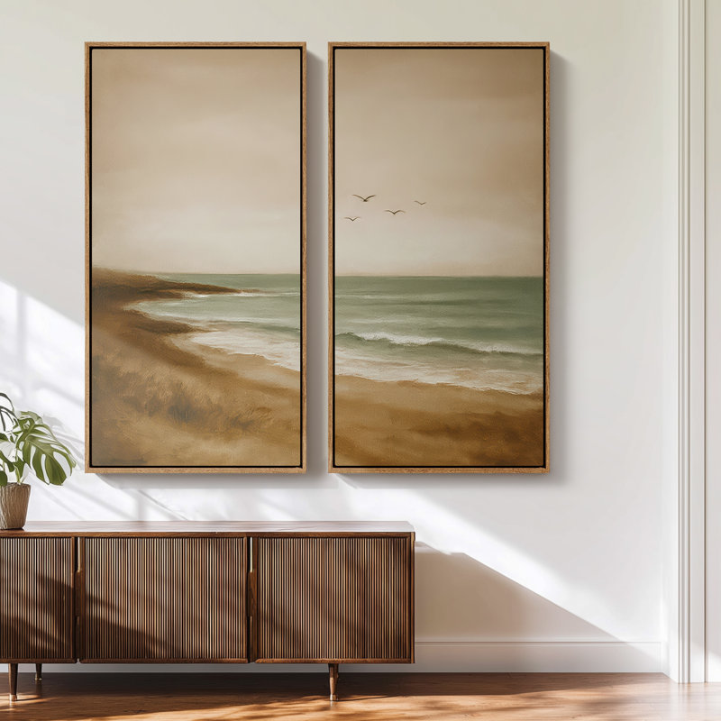 Ensemble de 2 reproductions d'art encadrées sur toile 60 "x 30" x 2 pièces, H 60 po x l 30 po, Naturel