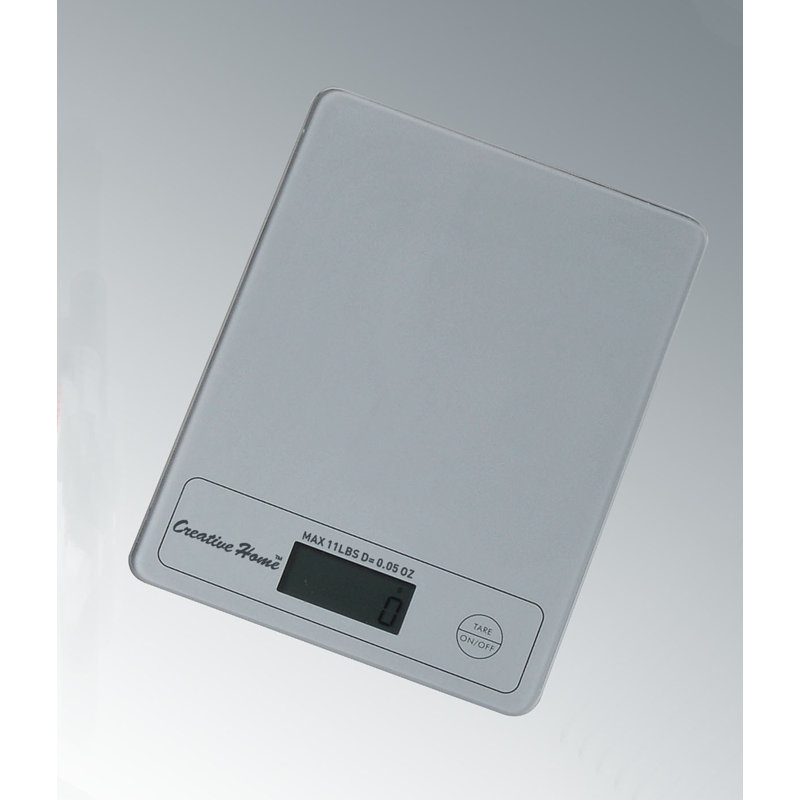 Creative Home Digital Scale, Silver, 1.8" H x 7" W x 8.5" D