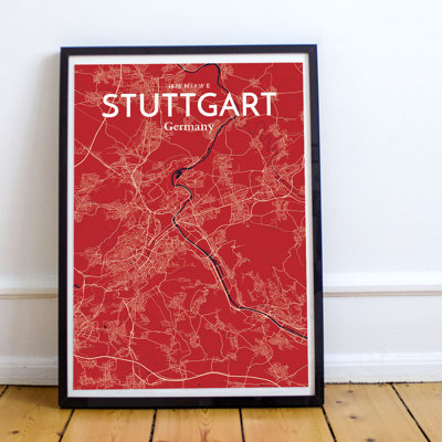 Stuttgart City Map - No Frame Print