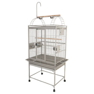 Hendryx Brass Bird Cage and Floor Stand With Feeders and Swing 