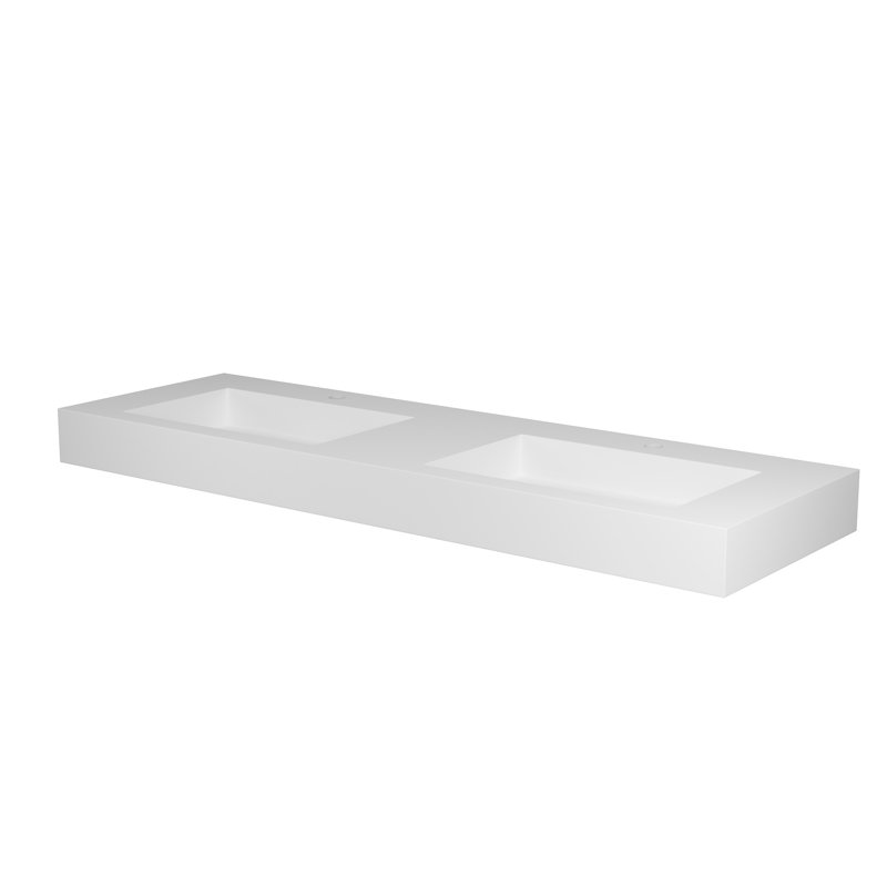 Bathroom Sink Vanity In Stone Resin Solid Surface - 59.78 Depth, 19.46 Width, 4.24 Height Adaptable To Layout Requirements, Scratch Finish, Elegant Decor Basin Of Deep, Wide, 71.95 Lb Scratches,