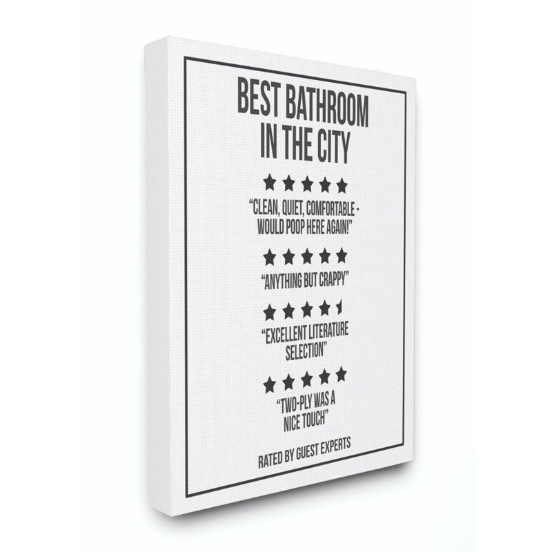«Five Star Bathroom» par Daphne Polselli - impression d'art textuel cadre flottant, H 20 po x l 16 po x P 1,5 po