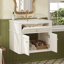 Meuble-lavabo mural avec portes à fermeture douce et lavabo en céramique intégré