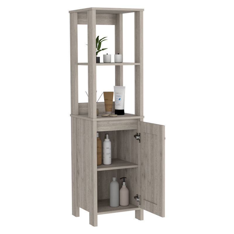 St. Clair Linen Cabinet, Two Interior  Shelves, Two Open Shelves, Single Door, Gray
