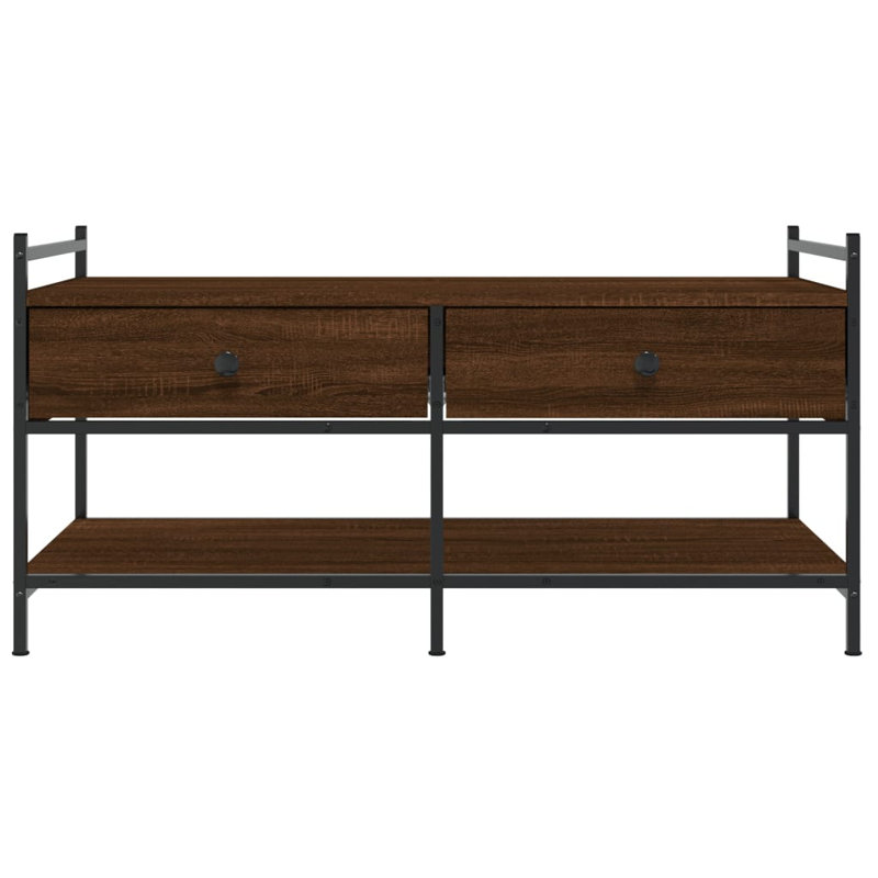Hoch Four Leg Coffee Table with Storage, Brown Oak