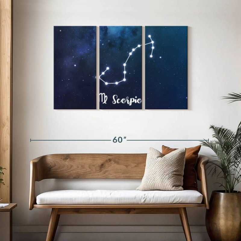 Constellation du zodiaque Adella Scorpio, H 28 po x l 45 po