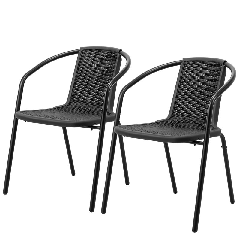 Ensemble de 2 chaises de salle à manger en PE, Noir, 2