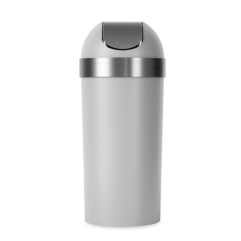 Pewter 16-Gallon Swing Top Kitchen Trash Can