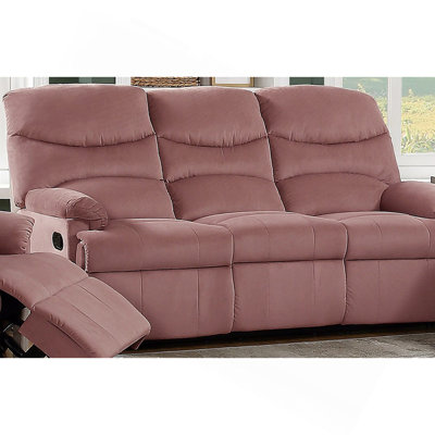 Canapé inclinable manuel luxueux à 3 places en velours rosé luxueux