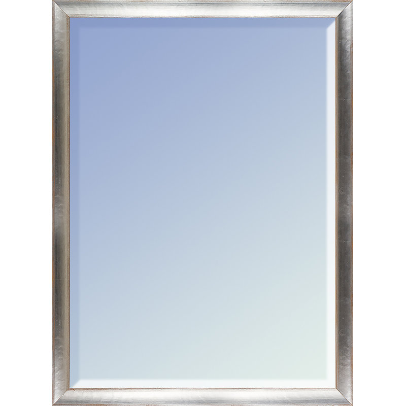 Emeterio Wood Rectangle Wall Mirror, Silver