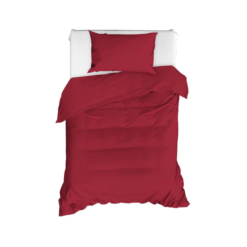 Ensemble de housse de couette 100% coton, Housse de couette 63 "x 87" + 1 taie d'oreiller st, Rouge Bordeaux