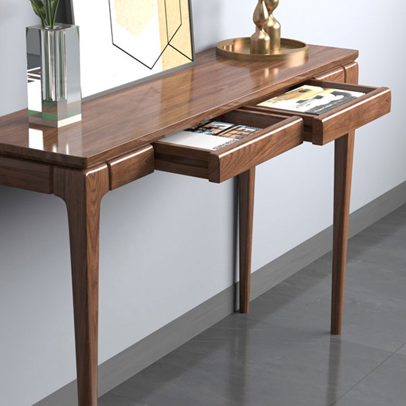 Console de hall d'entrée en bois de noyer noir, 33.5" H x 58.3" W x 13.8" D