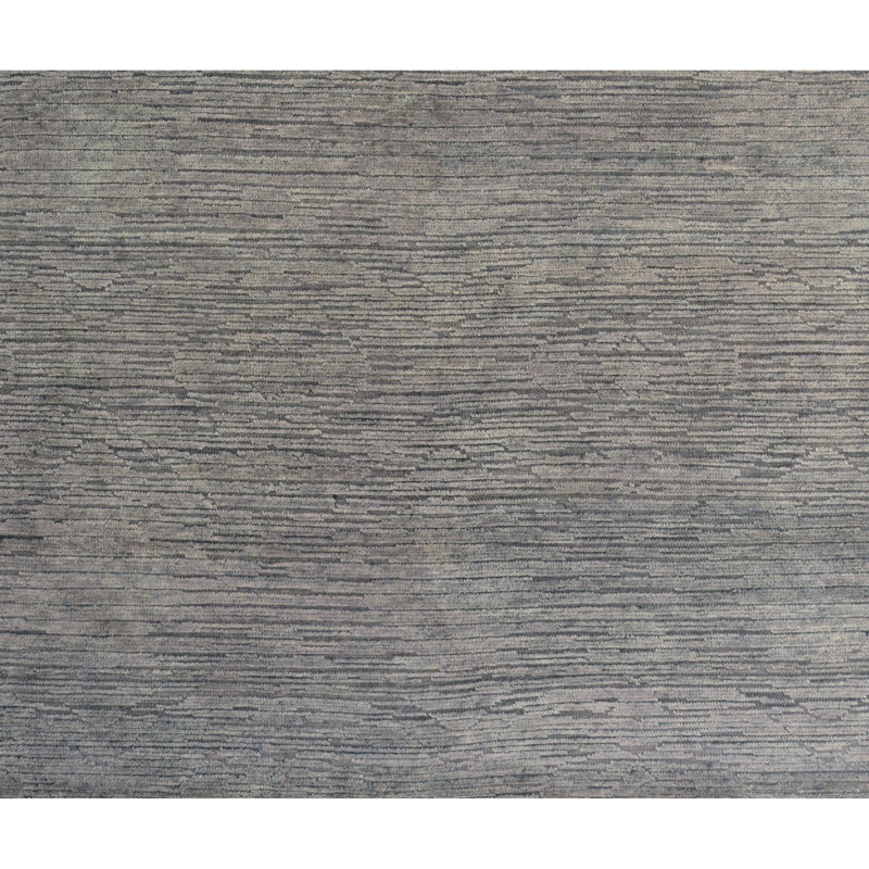 Tapis rectangulaire en laine noué à la main brun / gris, Rectangle de 5 pi x 8 pi