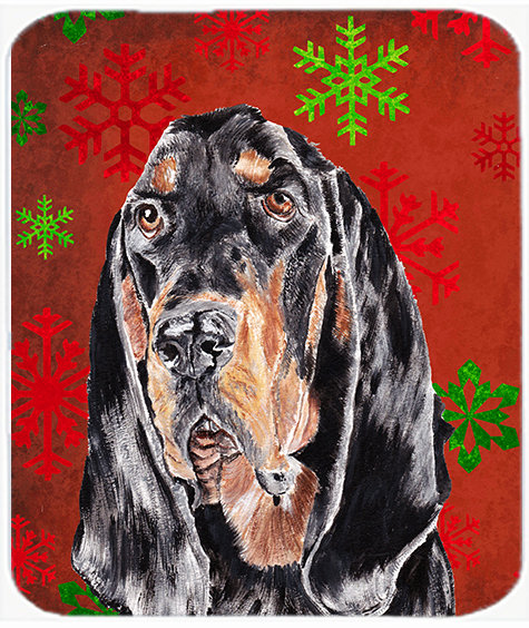 Planche à découper en verre flocon de neige caroline Coonhound, Rouge / Vert