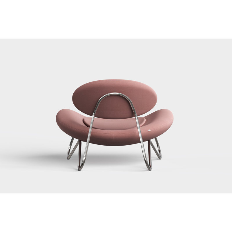 Meadow Lounge Chair, Black Painted Steel Frame, Rose Wool Blend, Chrome