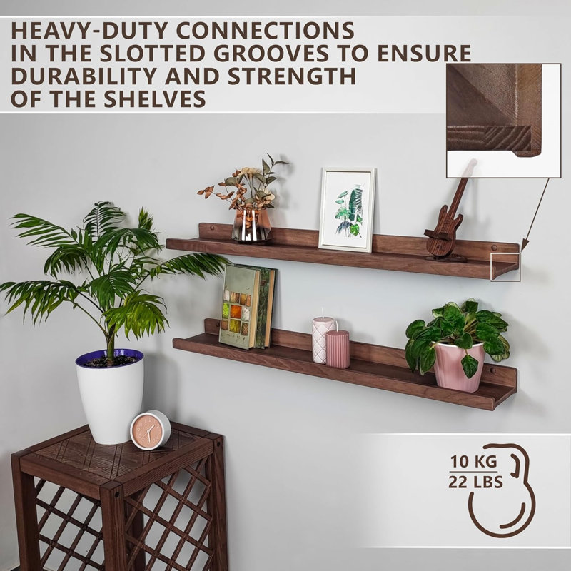 Dabo 2 Piece Floating Shelf, Brown, 13.60cm H x 91.50cm W x 5.60cm D
