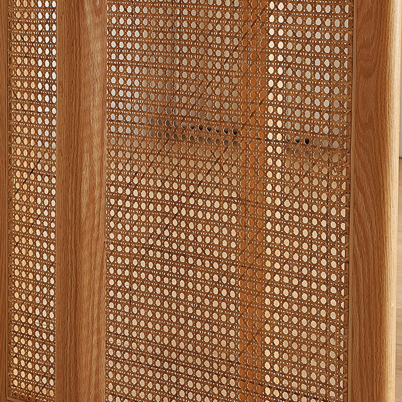 Durable Rectangular Red Oak Rattan Dining Table, 29.13" H x 55.11" L x 33.46" W