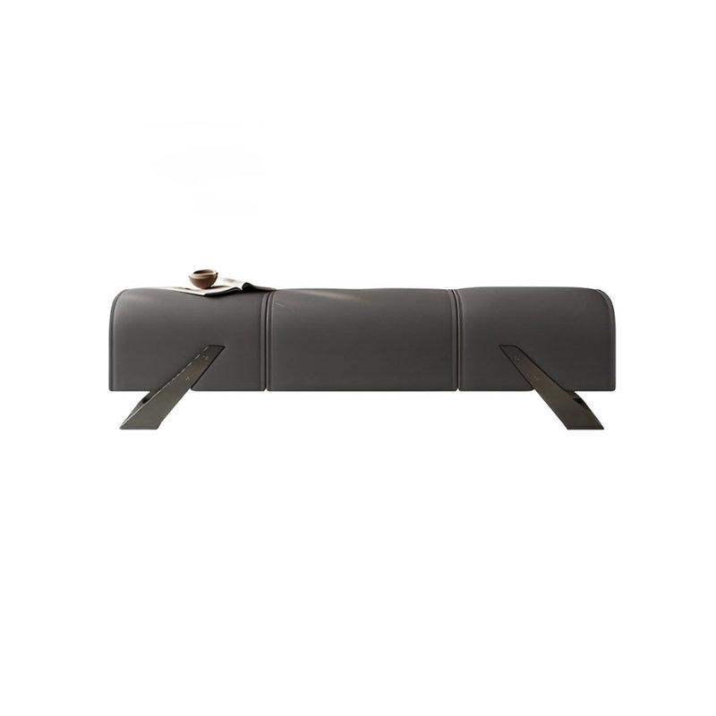 Banc rembourré en cuir véritable, H 16,53 po x l 66,92 po x P 17,71 po