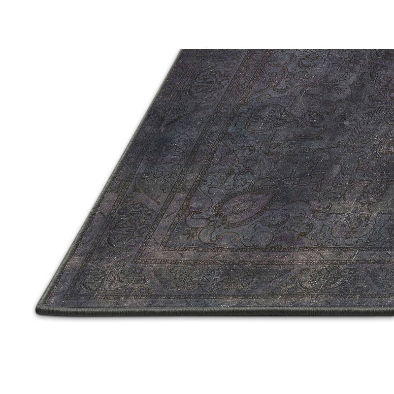 Tapis décoratif gris contemporain, Rectangle 5 pi x 8 pi