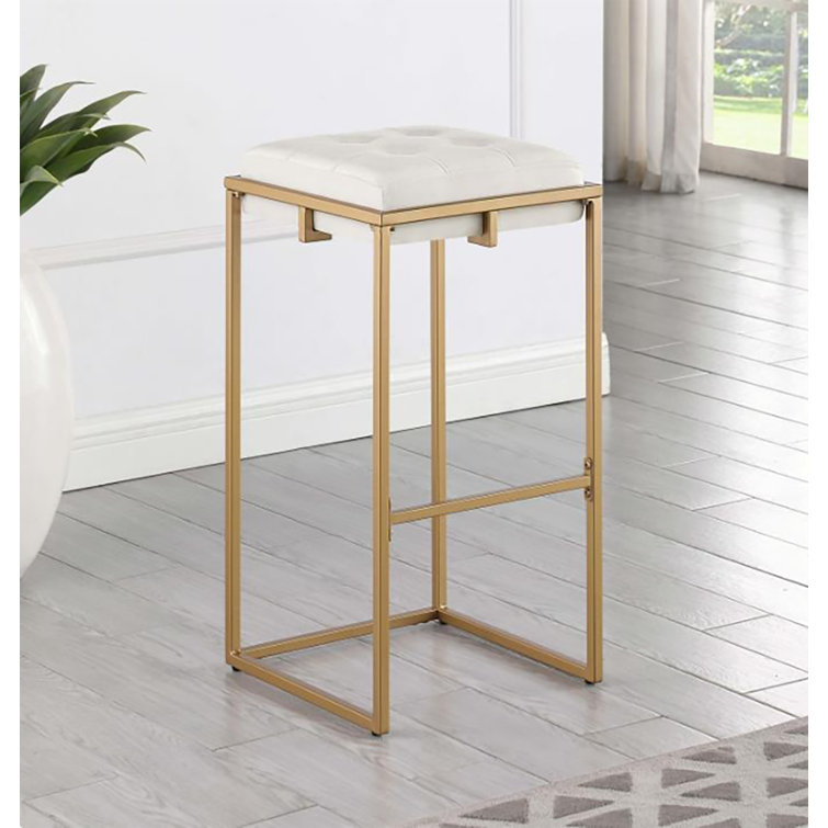 Upholstered Counter Stool with Metal Frame