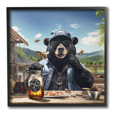 Bear at Rustic Campsite Framed Giclee Art by Jim Baldwin