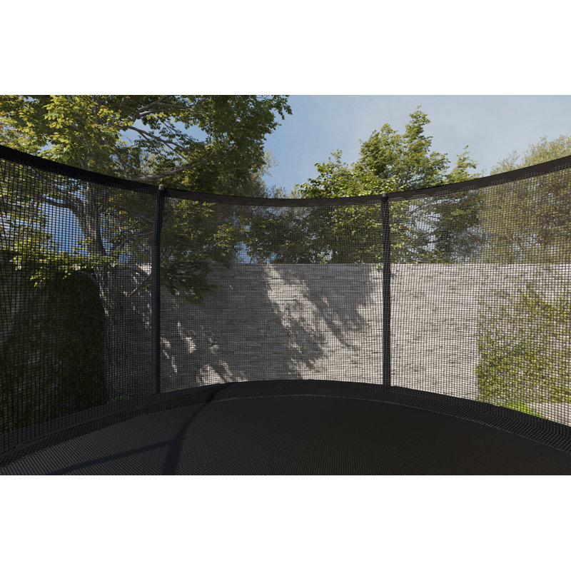 12ft Black Round Trampoline with Enclosure and Ladder