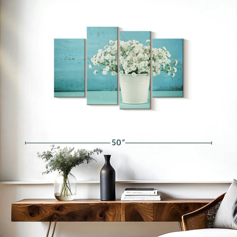 Harnek Gypsophila dans un vase blanc, H 22 po x l 36 po