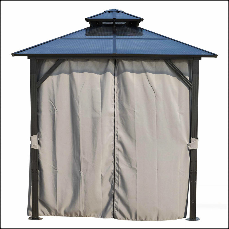 Abri de barbecue extérieur à toit rigide 8 x 8 pi avec toit en polycarbonate résistant aux rayons UV et crochets de rangement pour patio et jardin