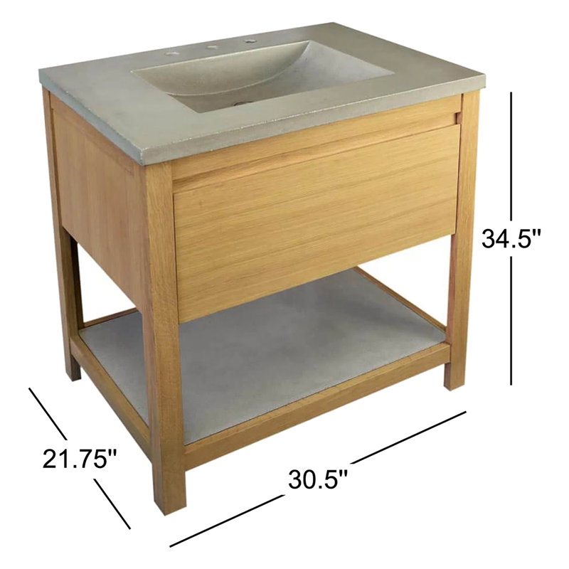 Solace 30.5" Single Bathroom Vanity Set, Sunrise Oak, Ash, Ash