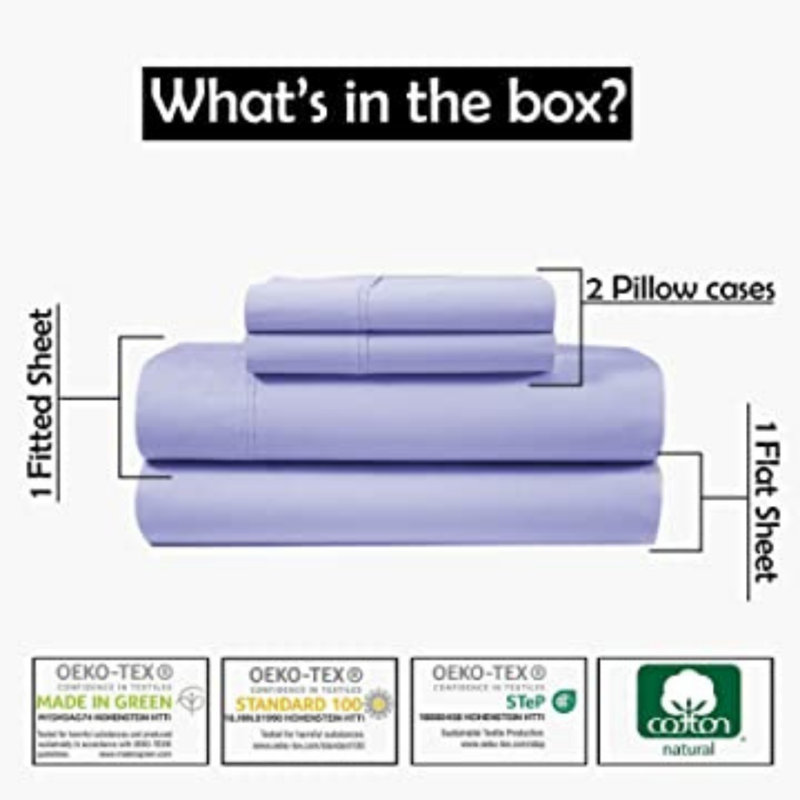 Sateen Sheet Set, California King Fitted Sheet, Lilac