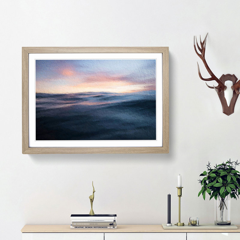Ocean Ripples - Framed Print, 27cm H x 36cm W x 2cm D, Oak Framed