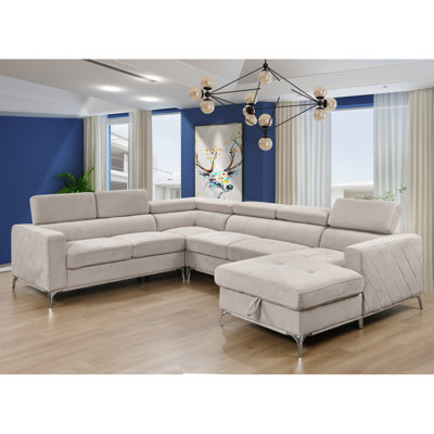 Canapé moderne modulaire surdimensionné de 122 pouces avec rangement pour chaise longue